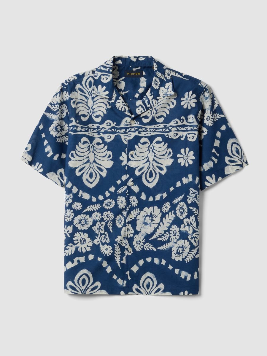 Blue organic cotton shirt with all-over print_4