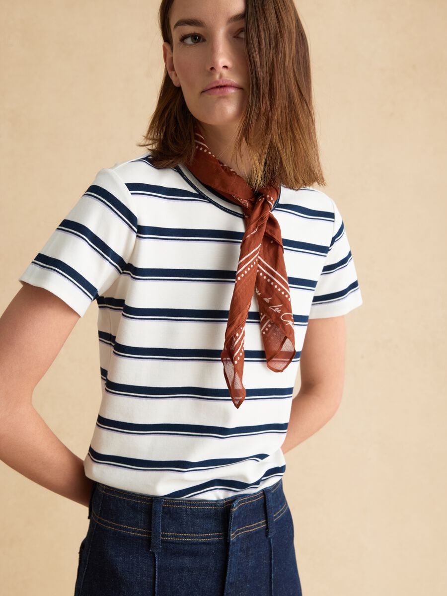 Multicolour striped cotton blend t-shirt regular fit_0