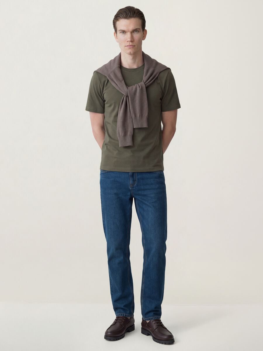 Blue denim jeans in cotton and viscose blend, regular fit_0
