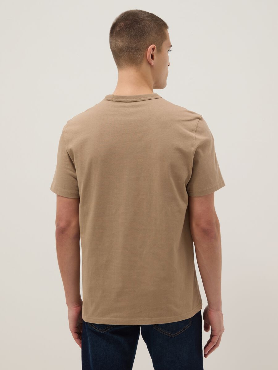 Beige short sleeve pure cotton T-shirt regular fit_3
