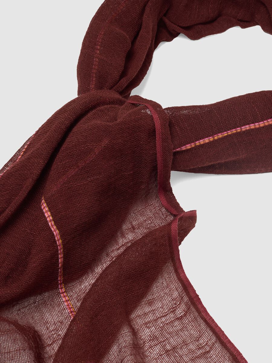 Red mesh scarf in pure cotton_1