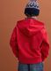 Red organic cotton hoodie with embroidered details, oversized fit, for boys_2