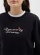 Black cotton girl's sweatshirt regular fit with embroidered phrase_2