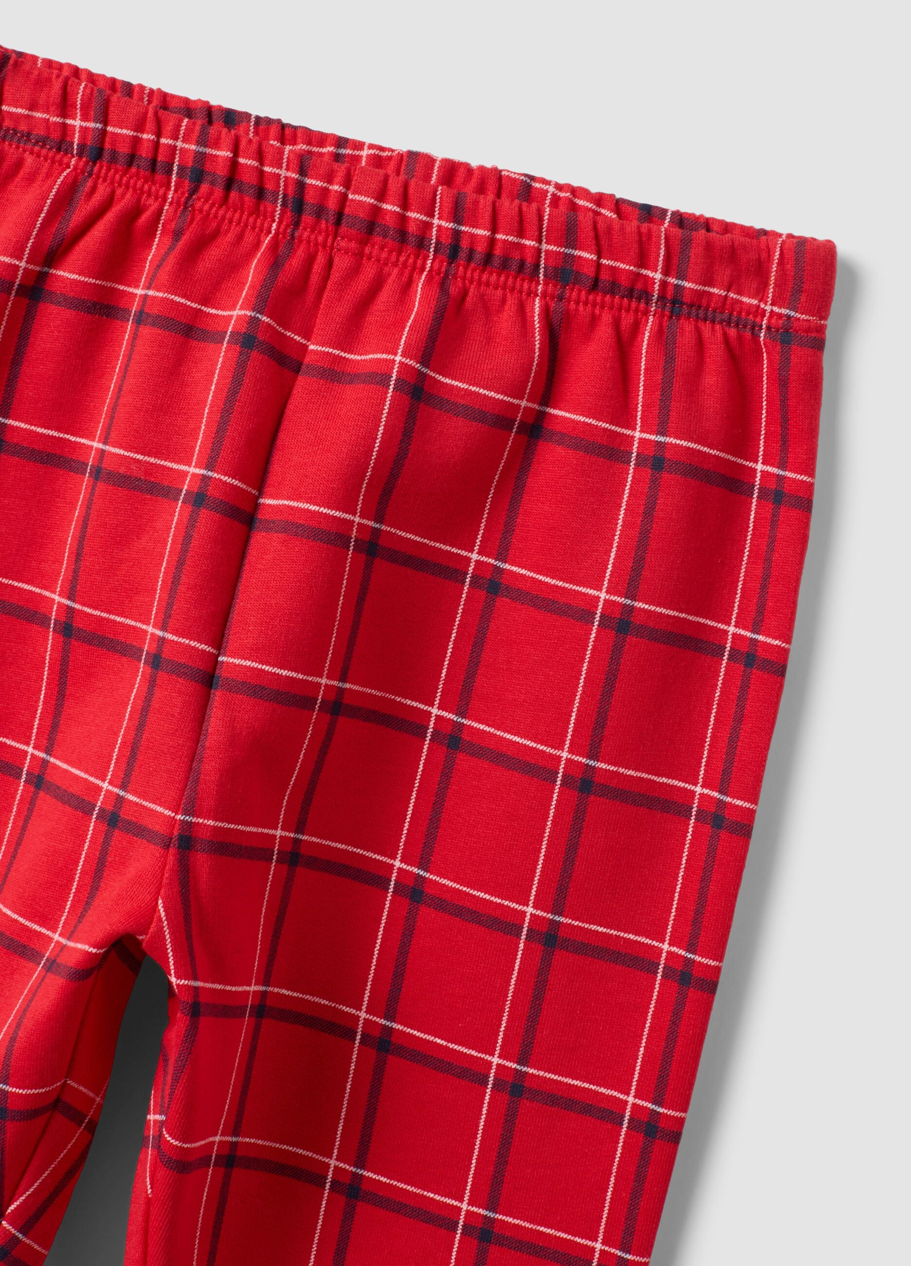 Red crew-neck Christmas pure cotton fleece pyjamas