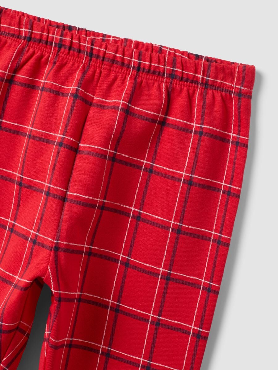 Red crew-neck Christmas pure cotton fleece pyjamas_2