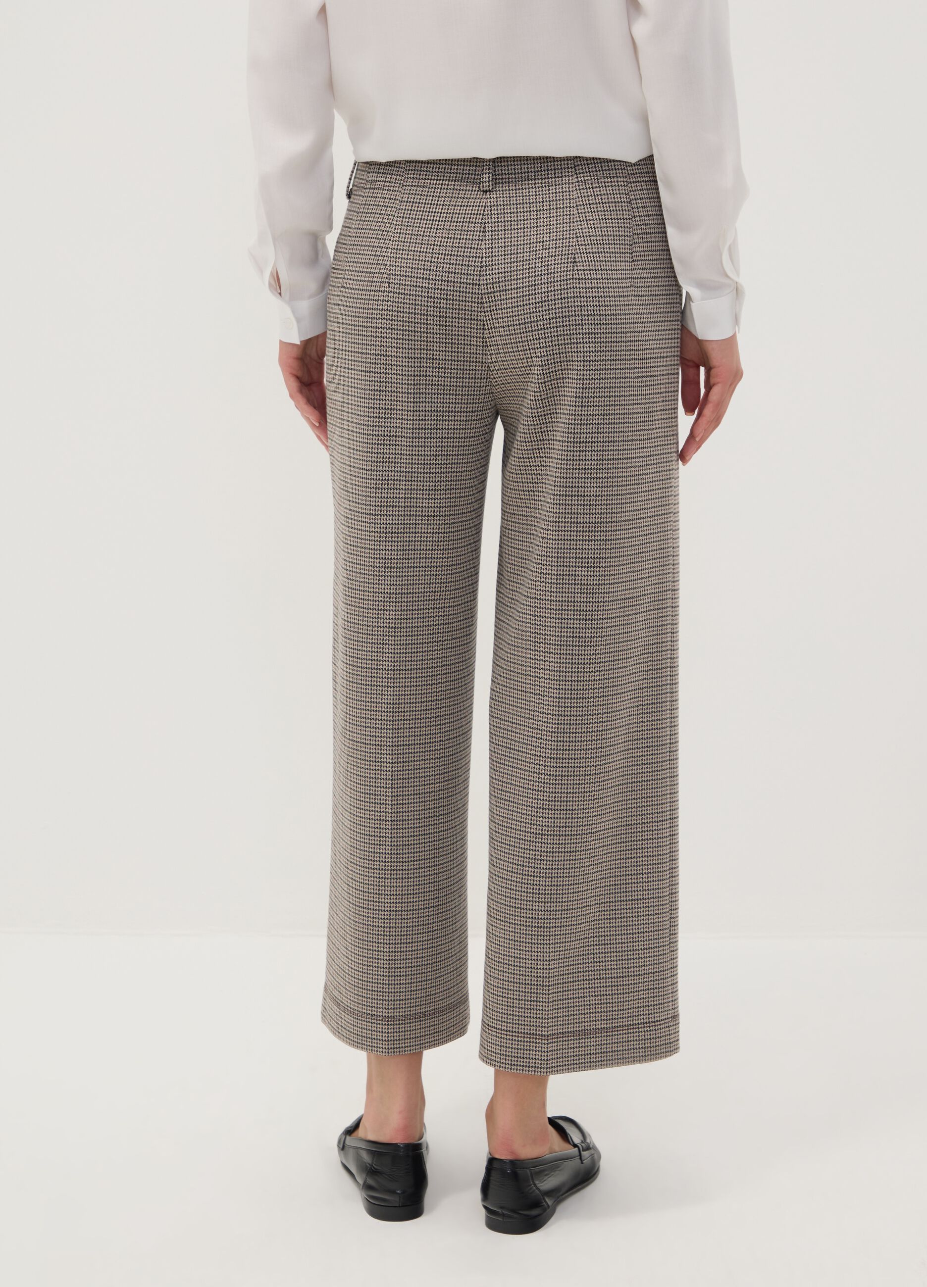 Pantaloni culotte beige in viscosa elasticizzata
