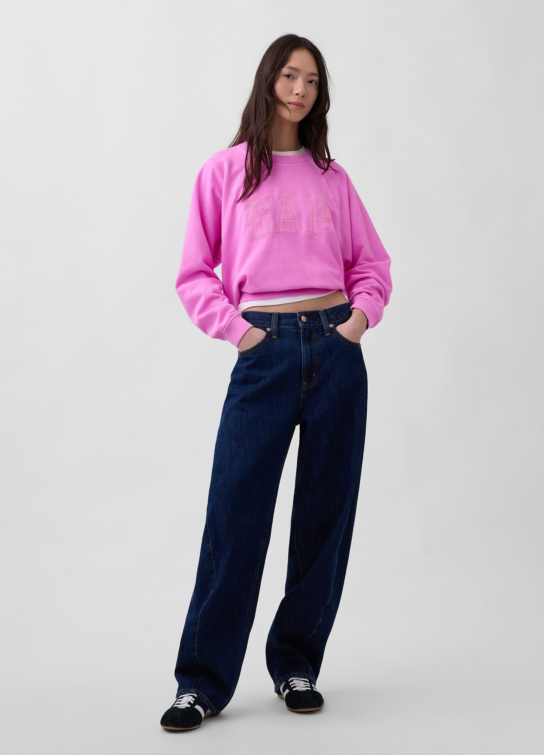 Cotton-blend crew-neck sweatshirt