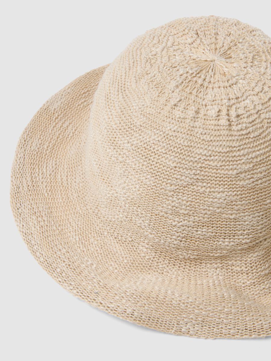 Light beige jersey-knit cloche hat_1