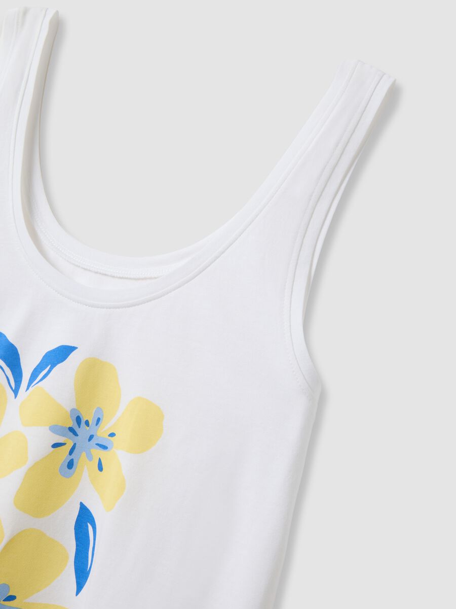 Weisses Pyjama-Top aus reiner Bio-Baumwolle, Regular Fit, mit Blumenprint_5