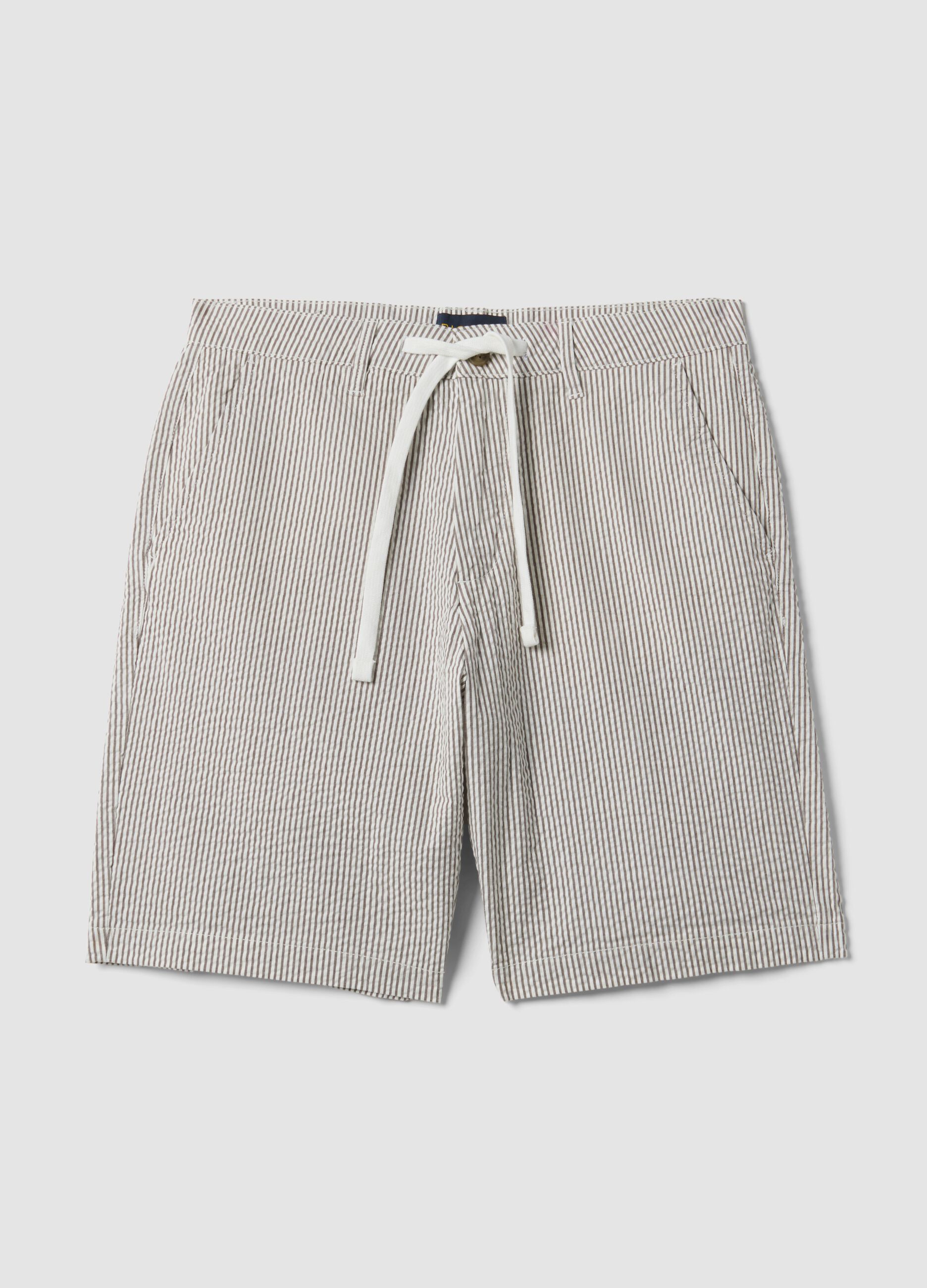 Multicolour striped regular-fit stretch cotton shorts