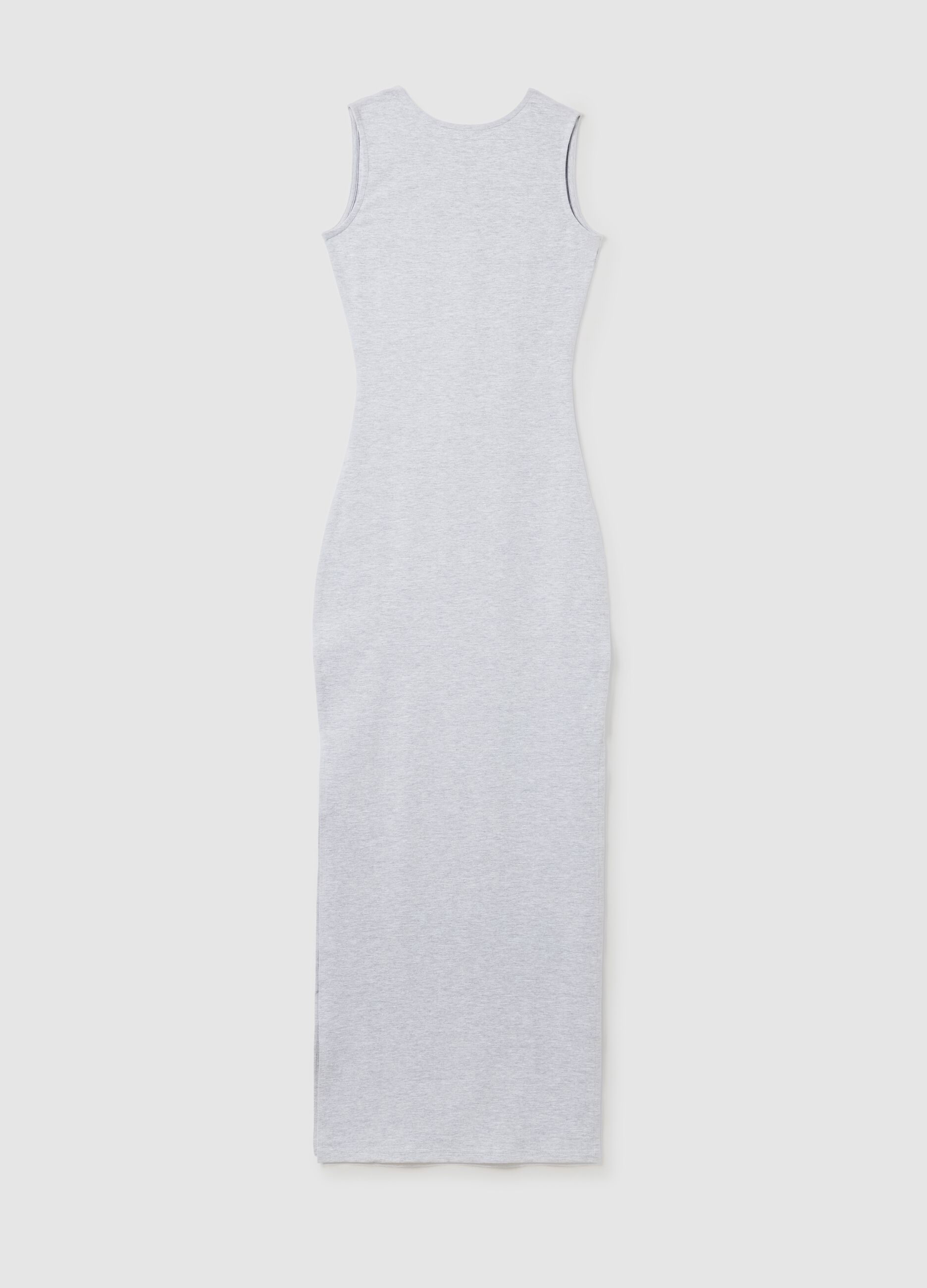 Graues Langes Baumwoll-Stretch-Kleid