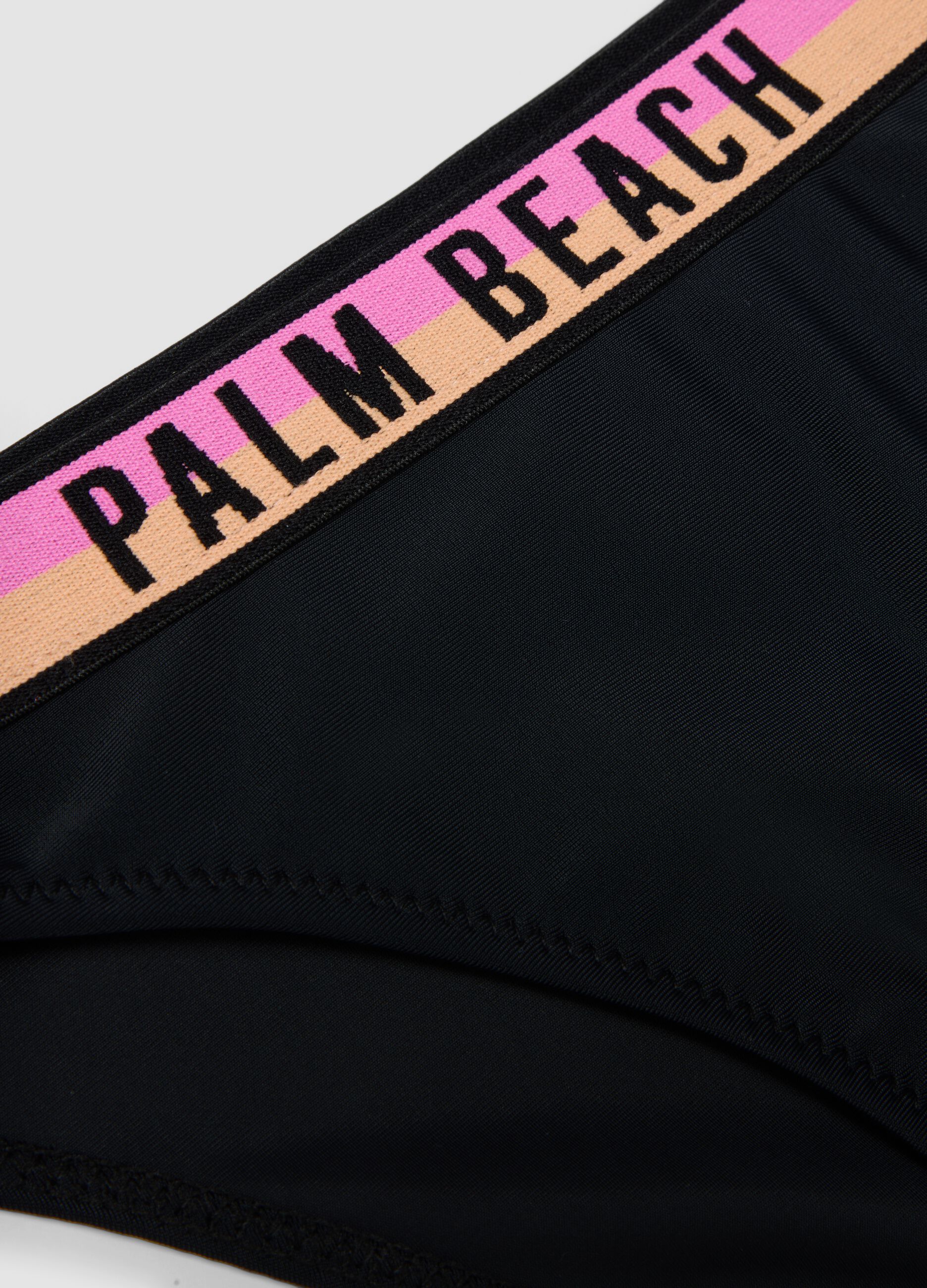 Black stretch-fabric bikini with contrasting band