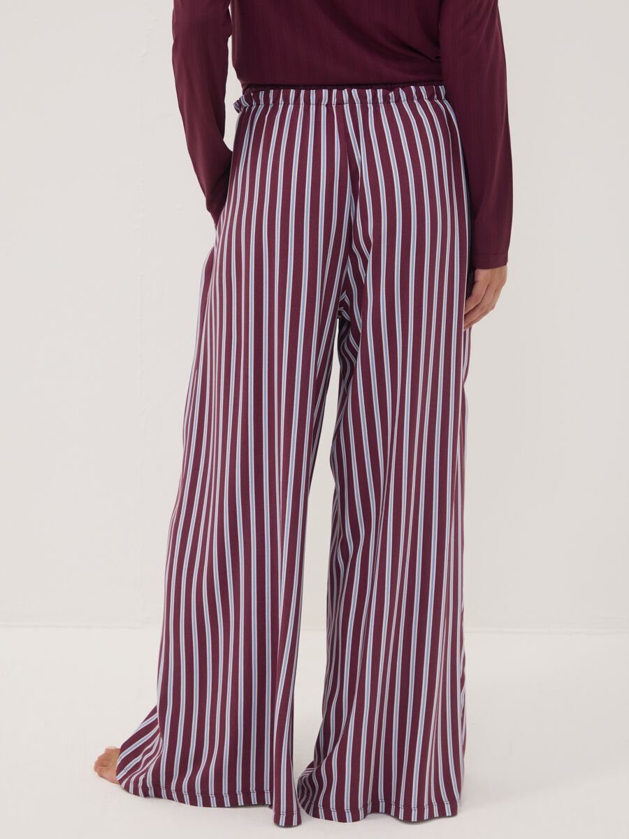 Purple pure viscose striped pyjama trousers_3