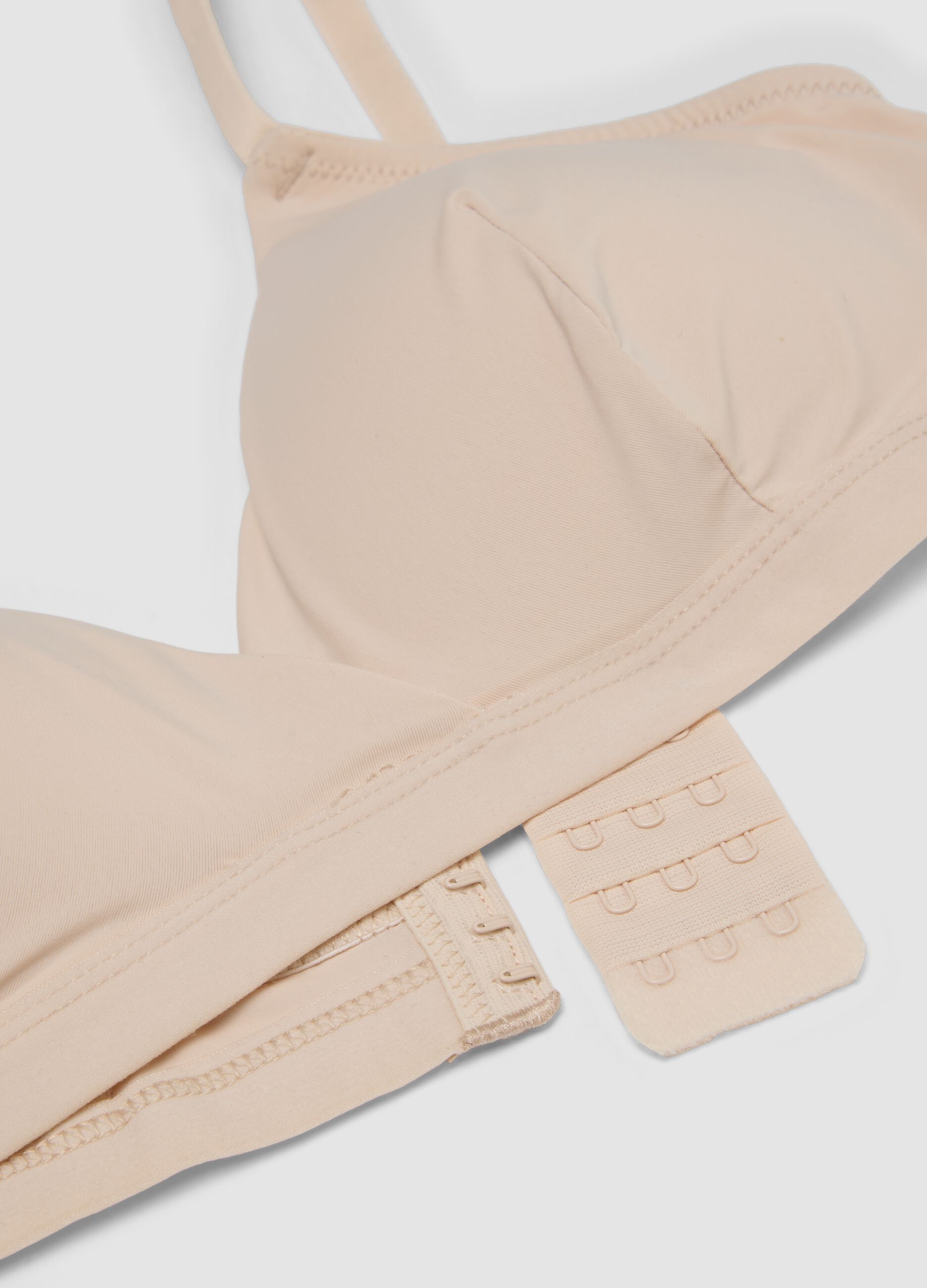 Beige triangle bra with removable padding in stretch fabric