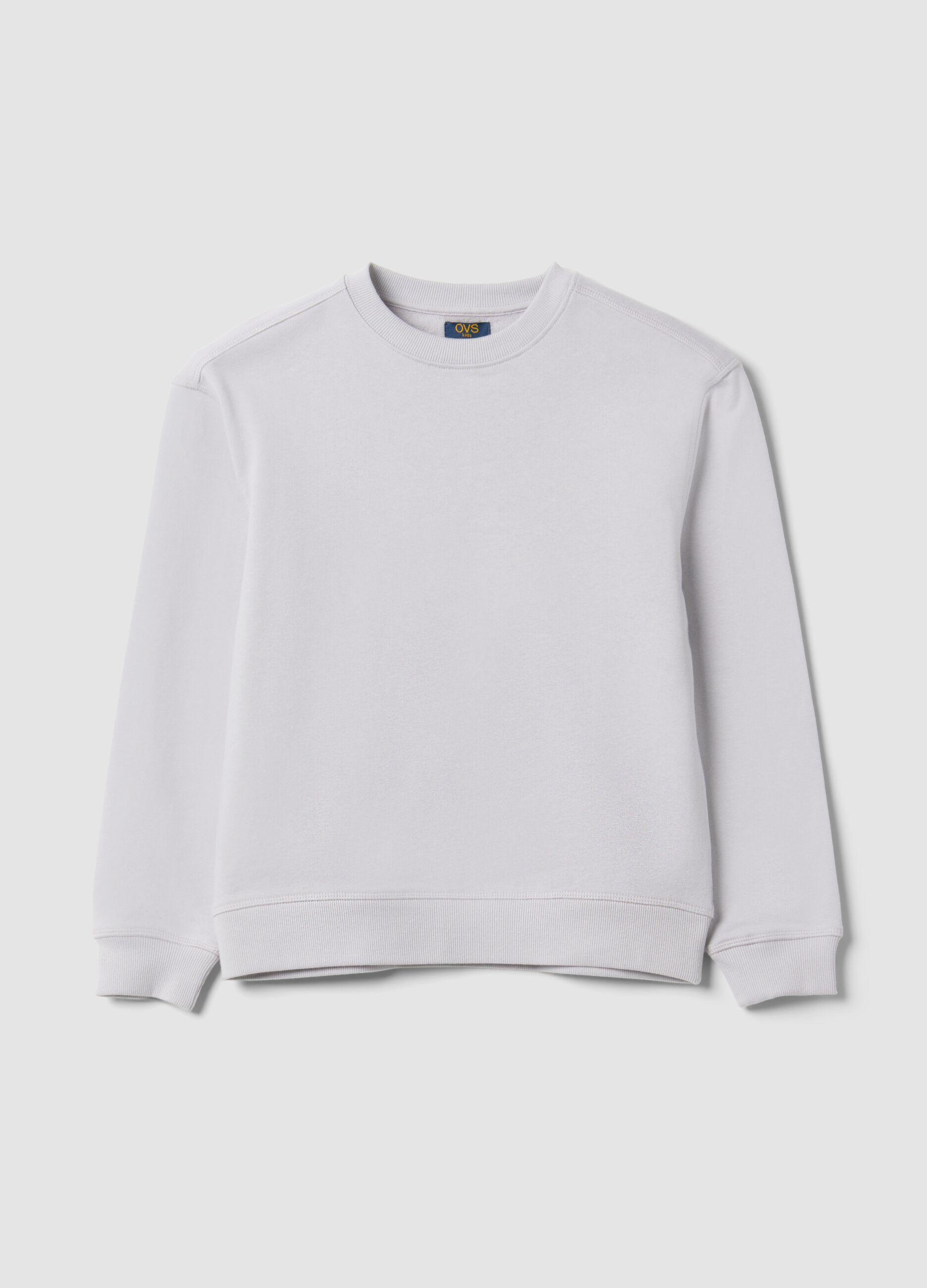 Grey pure cotton crew-neck sweatshirt for boys, relaxed fit