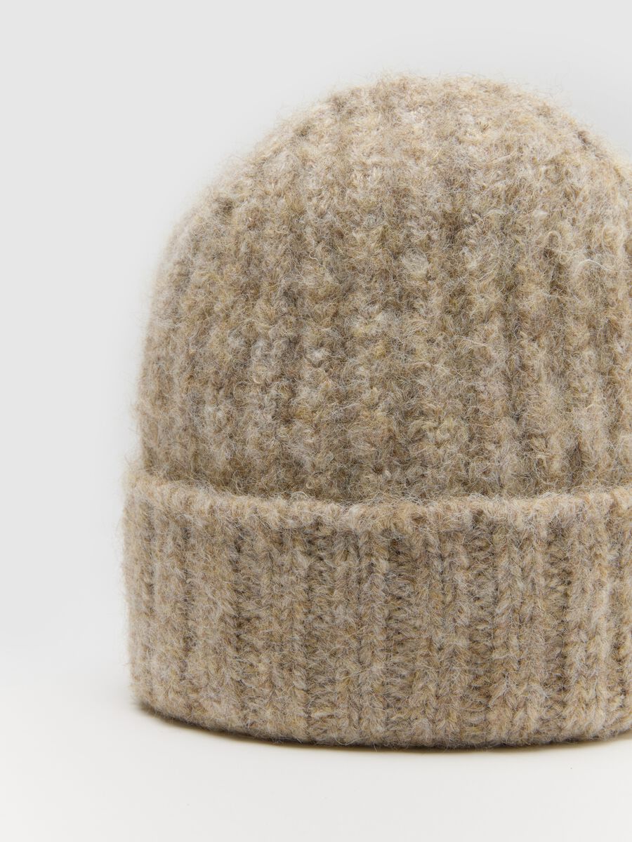 Beige knit jersey beanie_2
