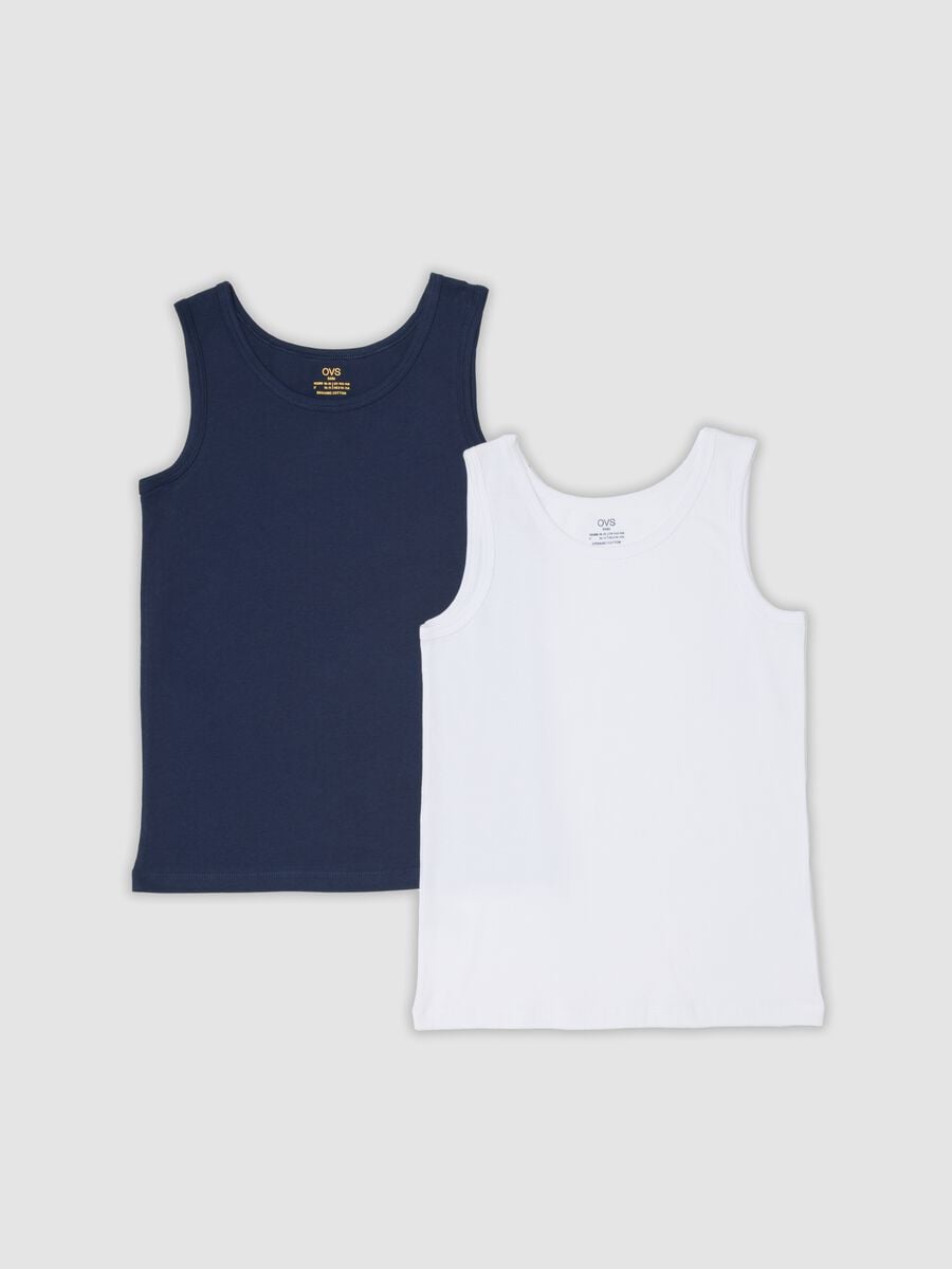 2er-Pack Jungen-Unterhemden in Blau und Weiss aus reiner Bio-Baumwolle_0