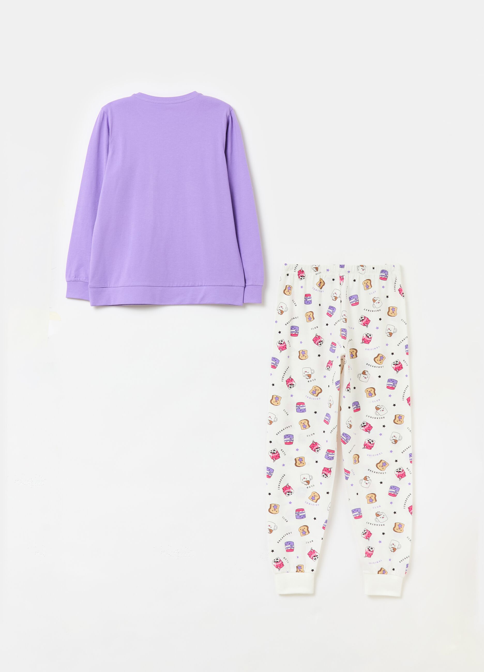 Long pyjamas with breakfast print