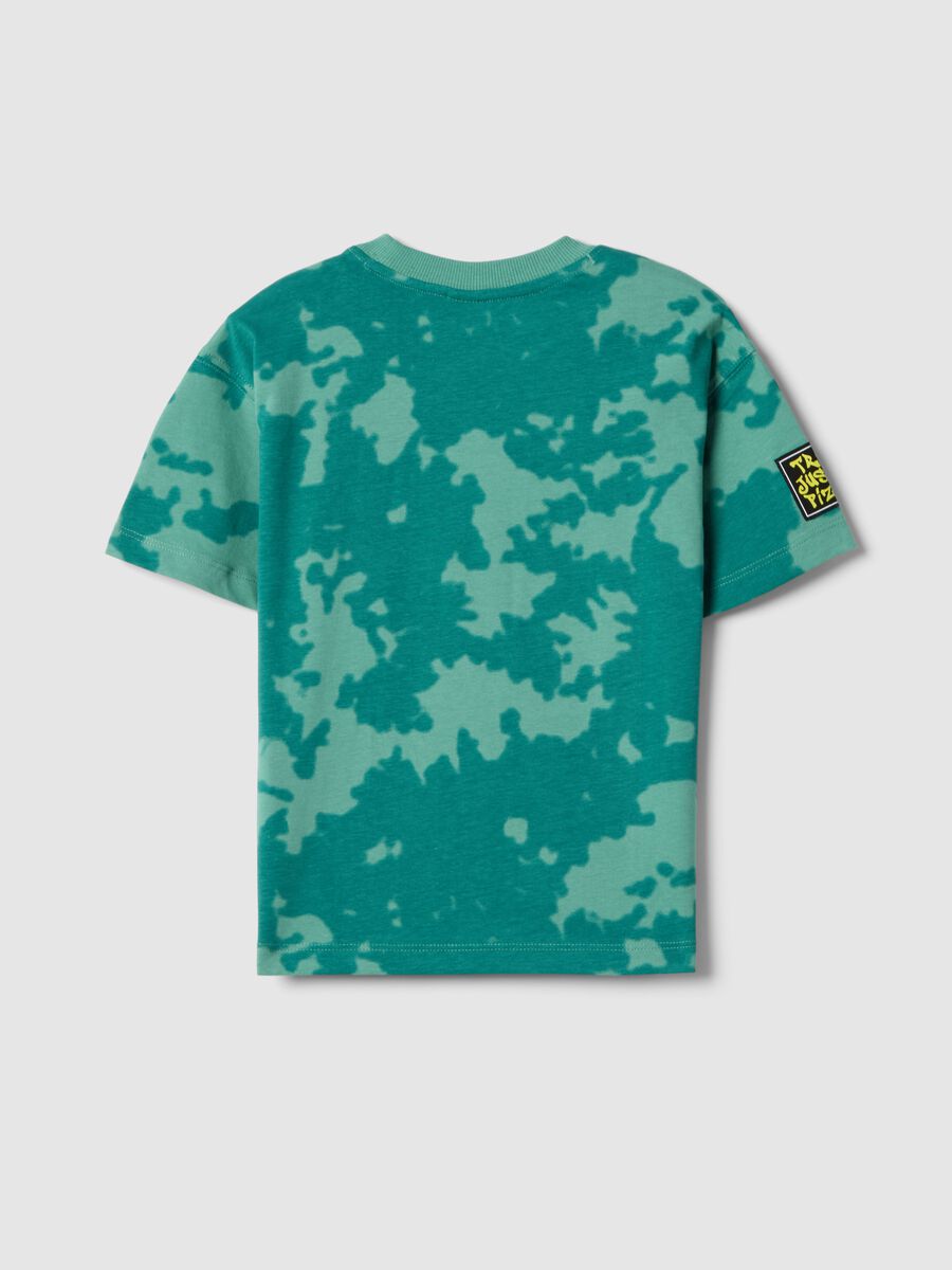 Regular fit green pure cotton children's T-shirt with print_1