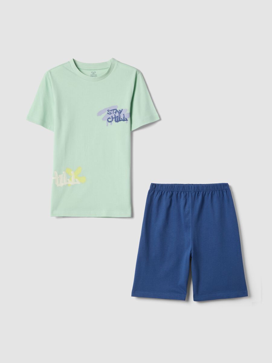 Pigiama in puro cotone multicolor da ragazzo regular fit con stampa_0