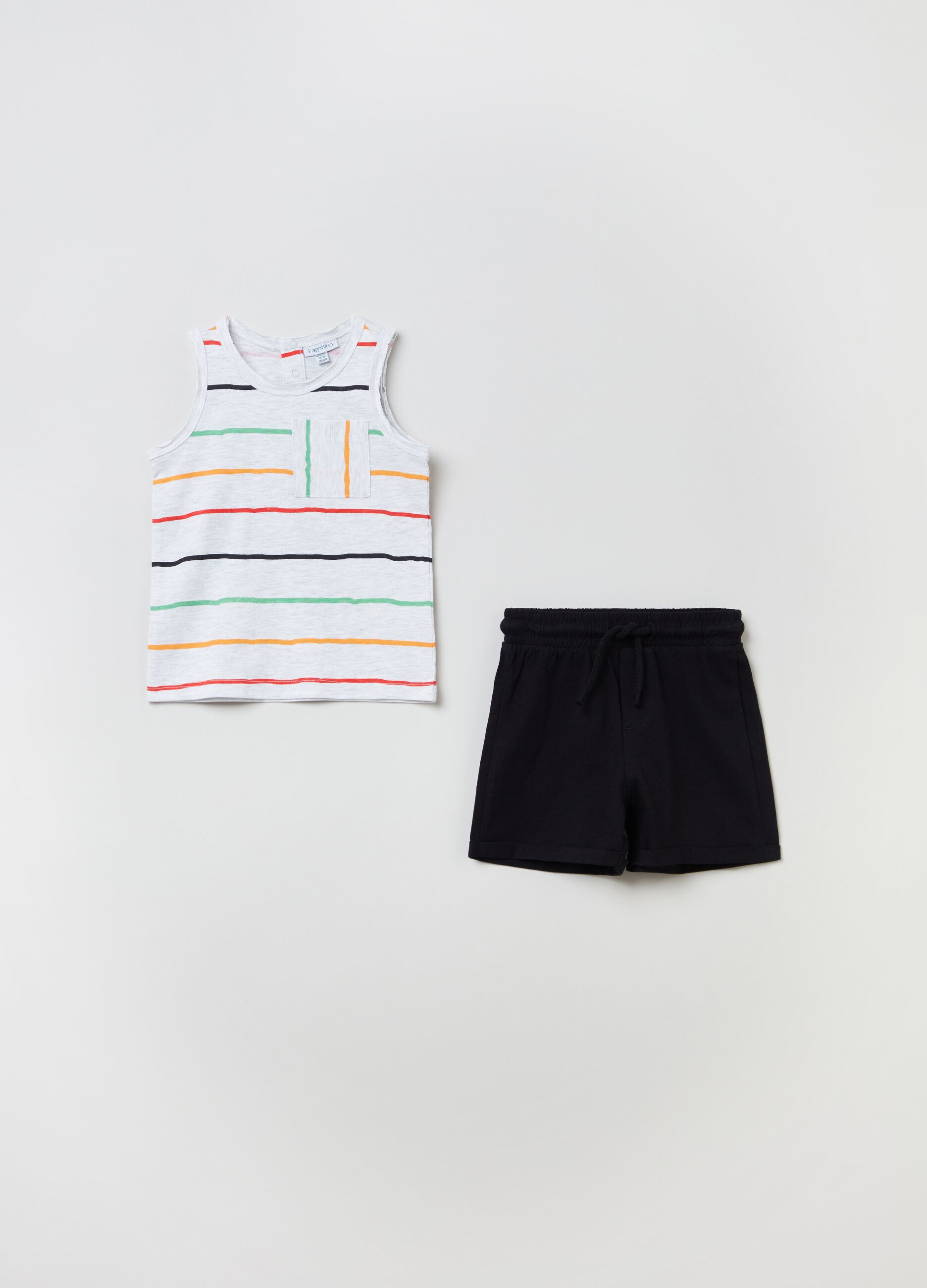 Pack jogging camiseta de tirantes de rayas y shorts
