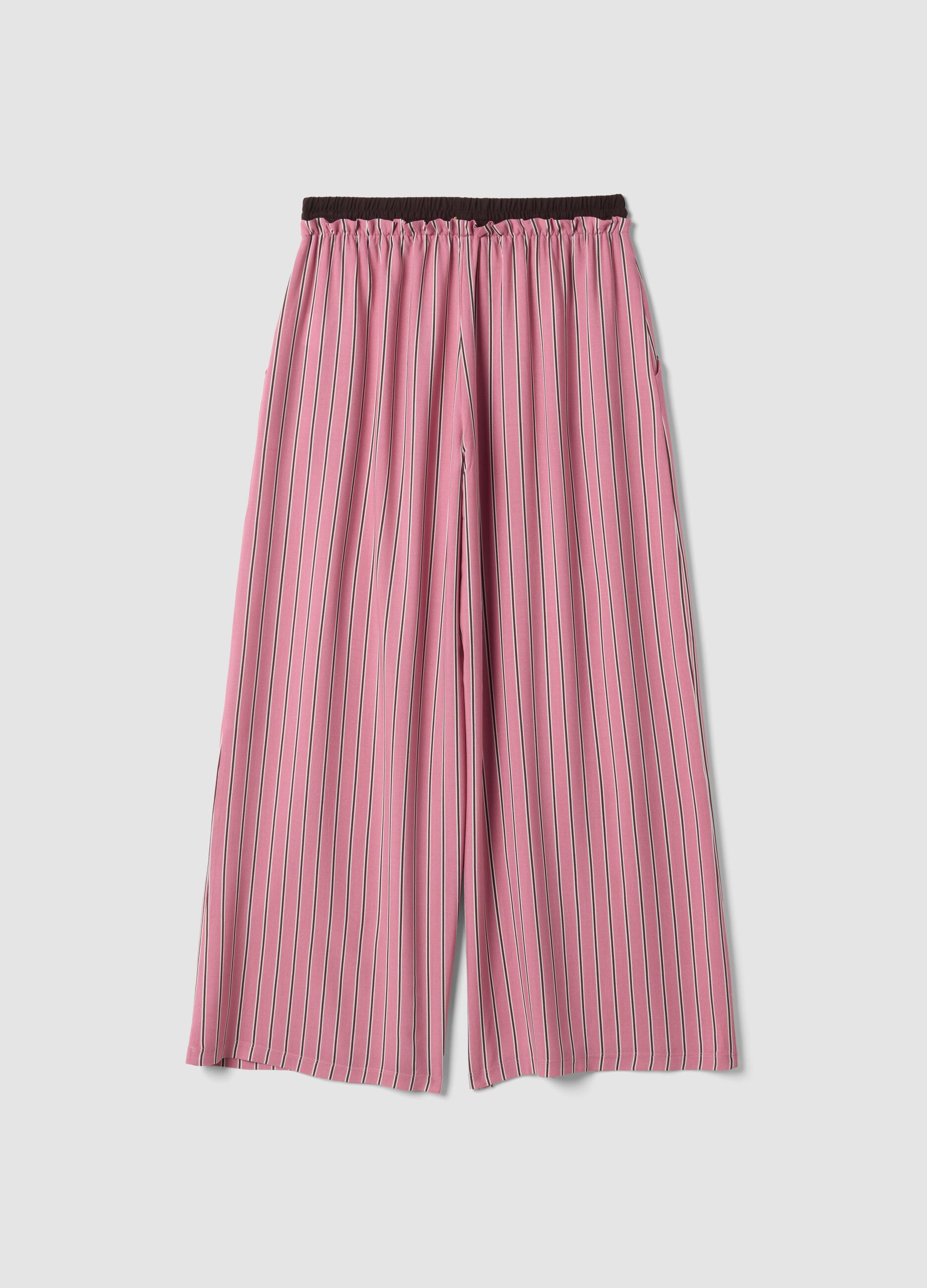 Pink pure viscose striped pyjama trousers
