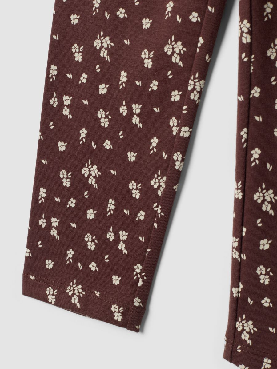 Brown floral organic stretch cotton leggings_3