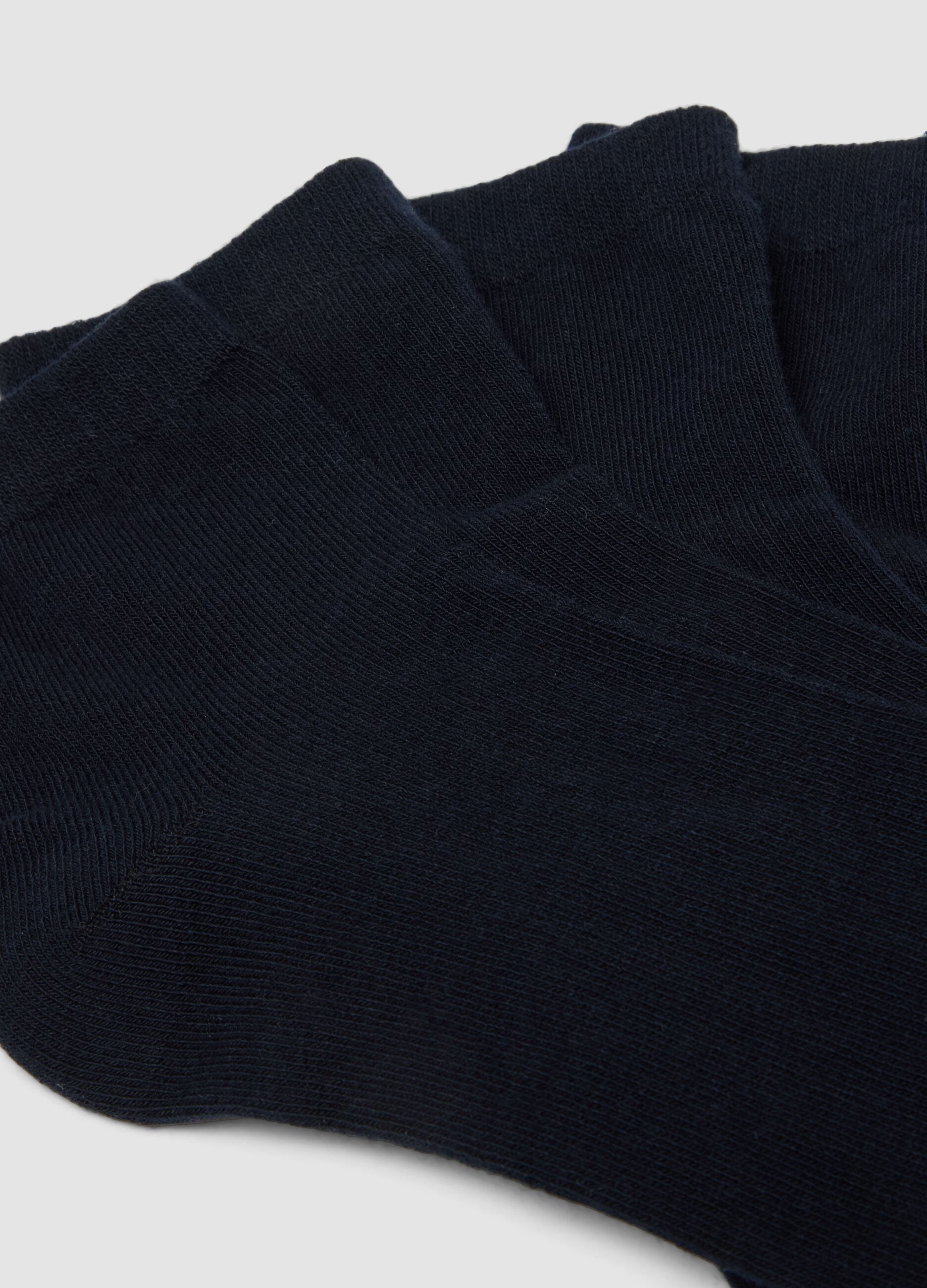 3er-Pack blaue Sportsocken in Kn&ouml;chelh&ouml;he aus Bio-Baumwolle