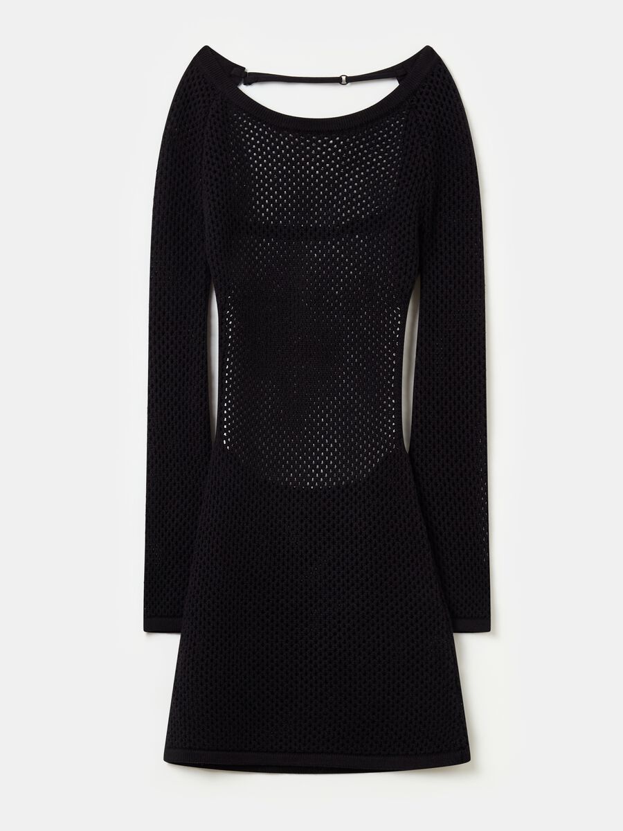 Backless Knitted Mini Dress Black_5