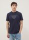 Blaues T-Shirt aus reiner Baumwolle mit Frontprint, Regular Fit_0