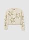 Girls' beige regular fit sweater with decorative stars_3