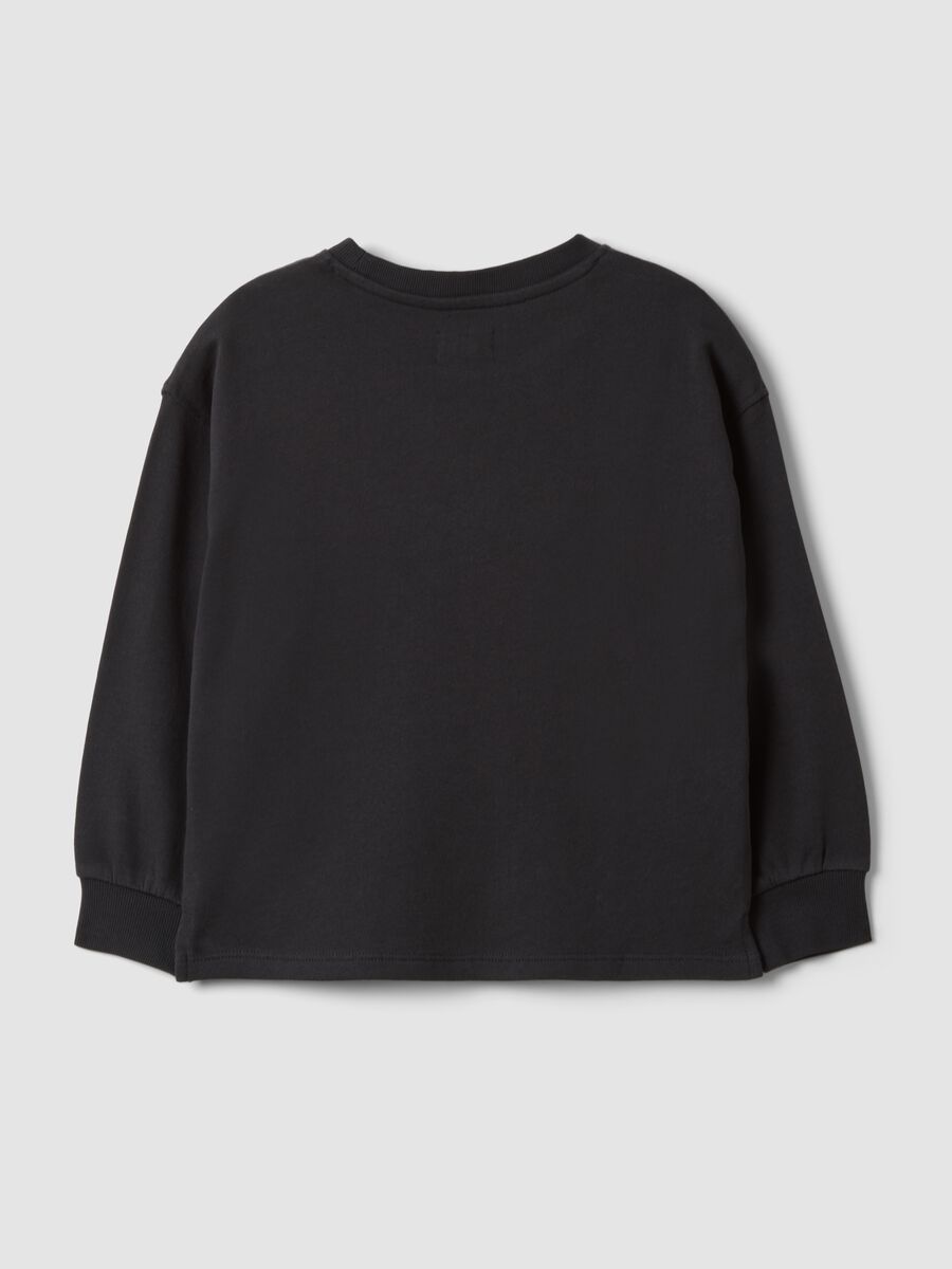 Black pure cotton crew-neck sweatshirt with heart print for girls_1