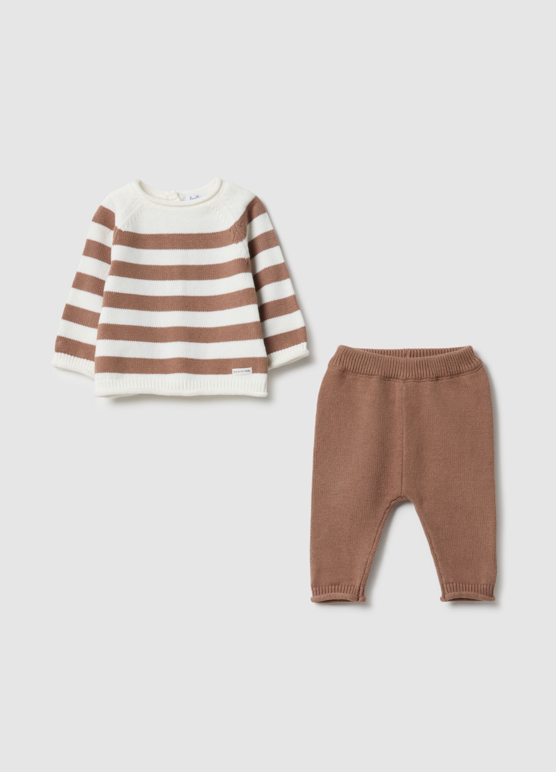 Newborn regular fit multicolour cotton sweatshirt and trousers set