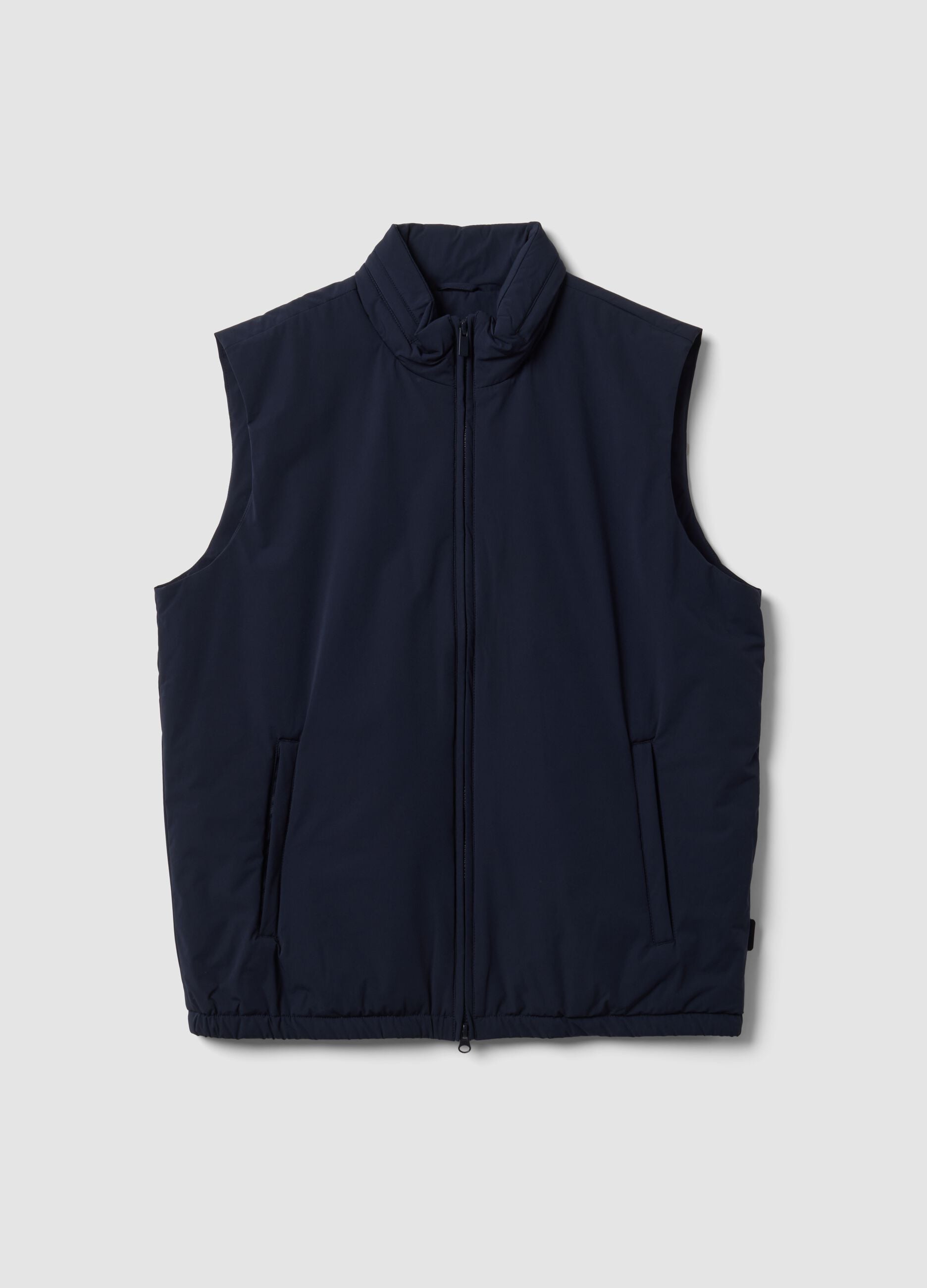 Blue stretch-fabric gilet with zip