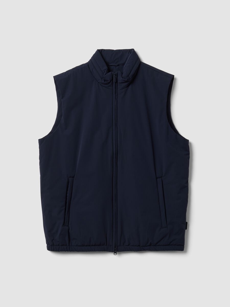 Blaues Gilet aus Stretchgewebe mit Rei&szlig;verschluss_4