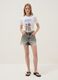 T-shirt branca de algod&atilde;o puro regular fit com estampado_1