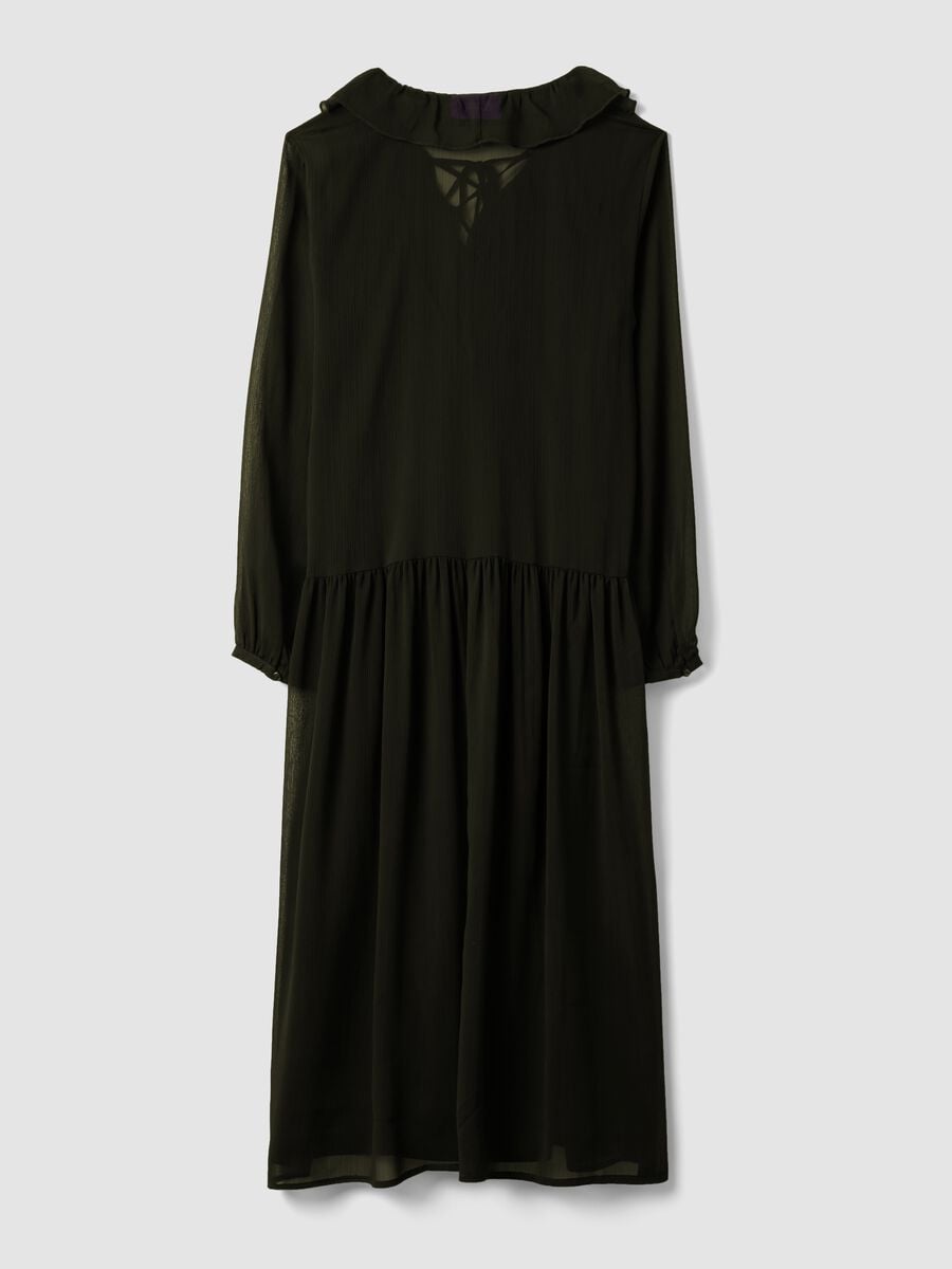 Black dress with deep V-neck and ruffles_2