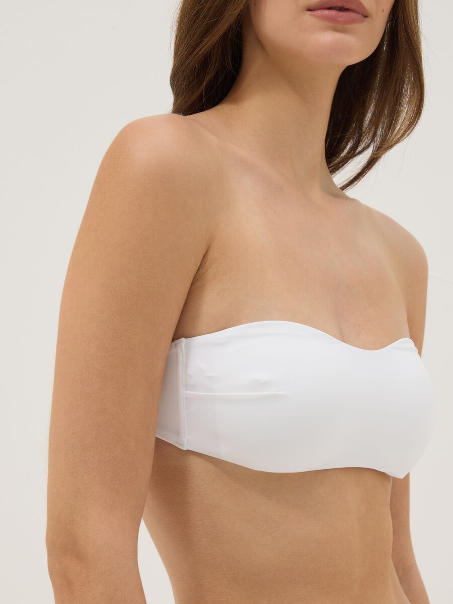 White bandeau bikini top in stretch fabric_2