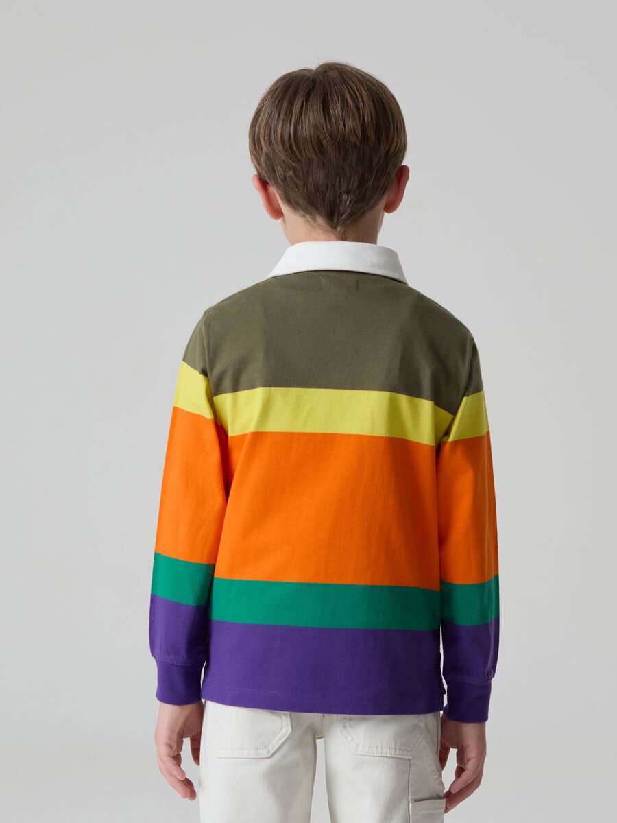 Multicoloured striped polo shirt with patch_2