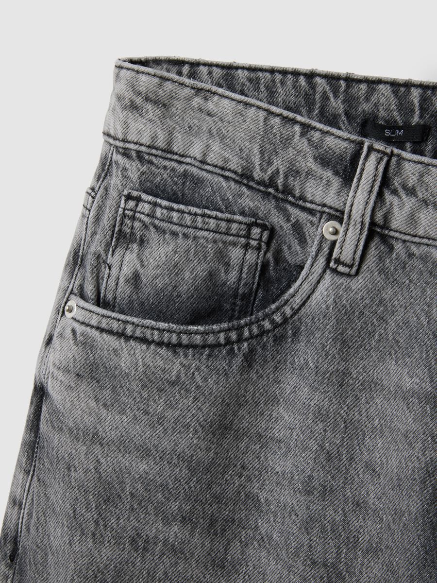 Grey Slim Fit Distressed Pure Cotton Jeans_1