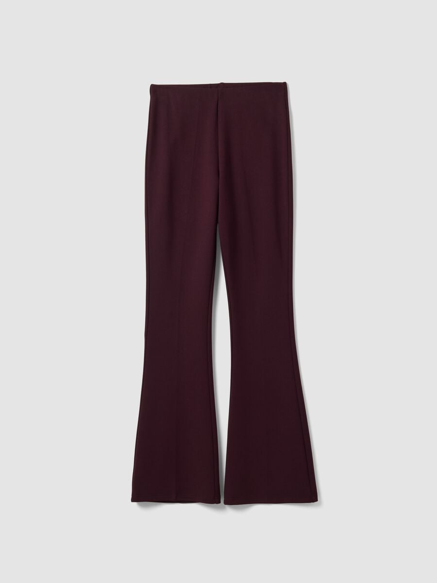 Leggings rossi flare fit in punto Milano di viscosa elasticizzata_4