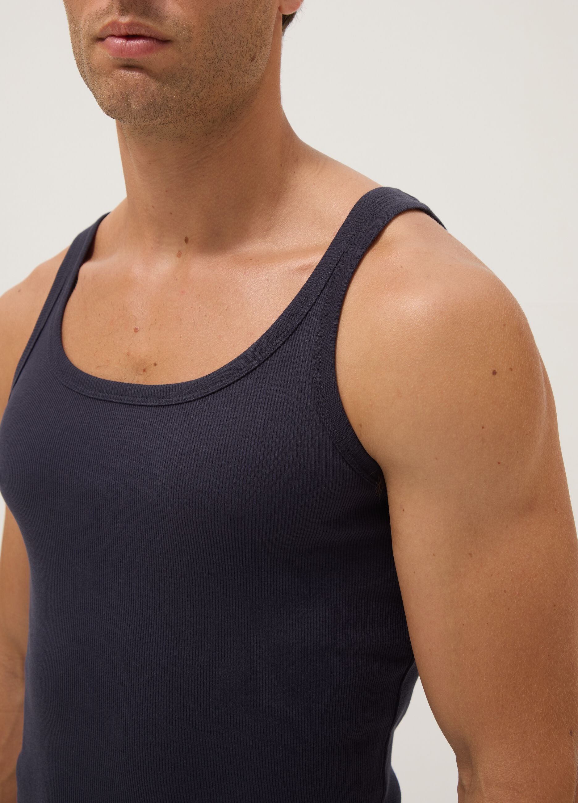Blue pure cotton tank top regular fit