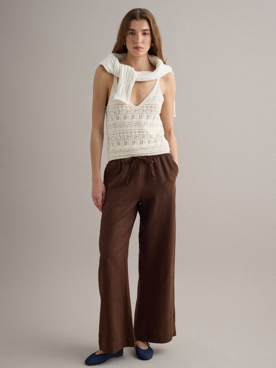 Wei&szlig;es Regular-Fit-Top aus reiner Baumwolle mit Strickstruktur_2