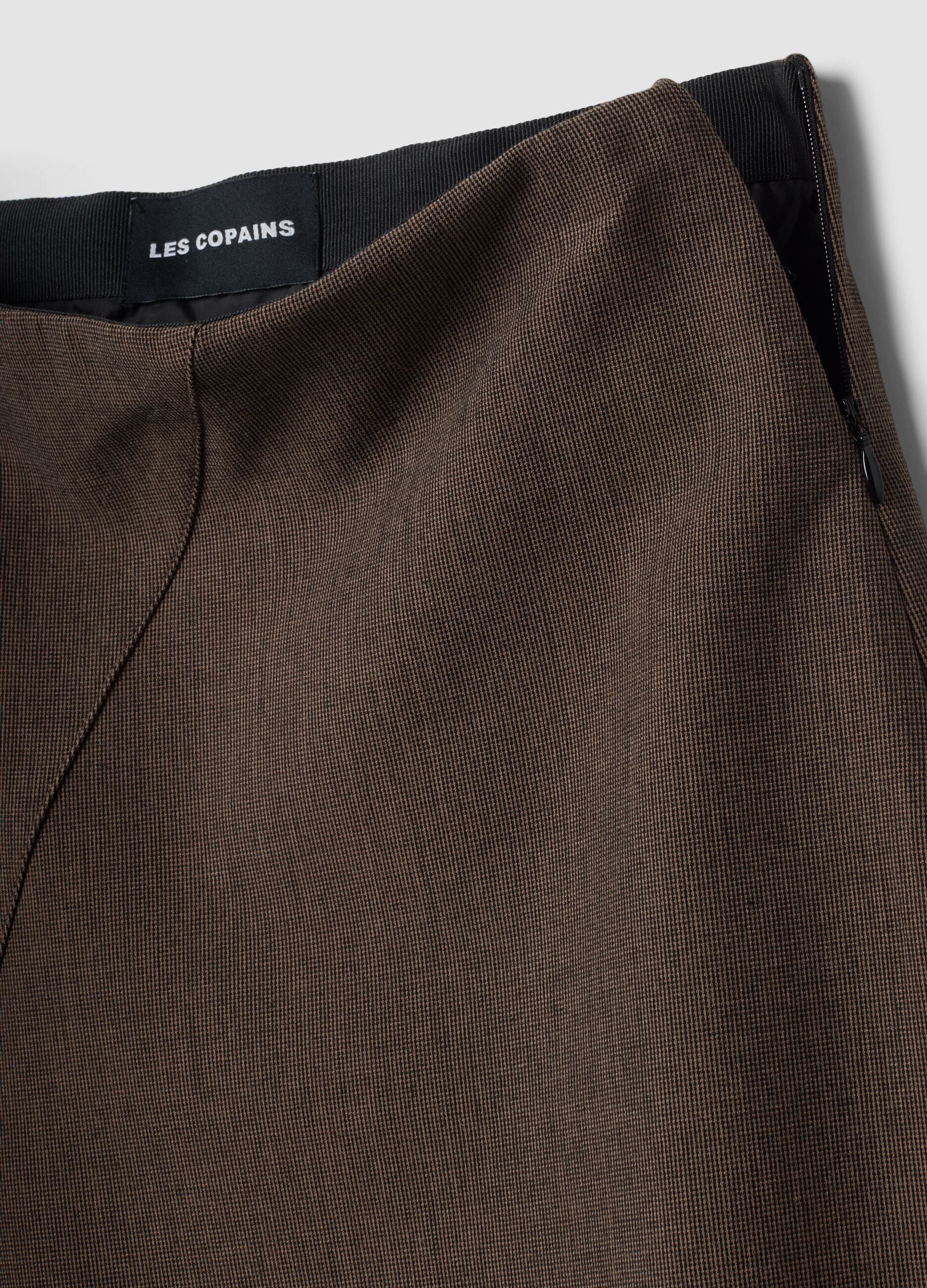 Brown stretch viscose skirt with lining