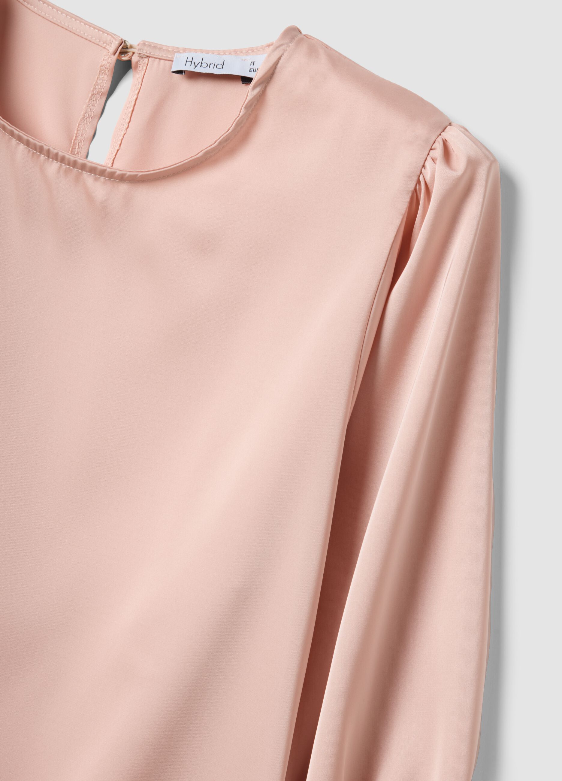 Rosa Langarmshirt im Regular Fit mit Tropfenverschluss