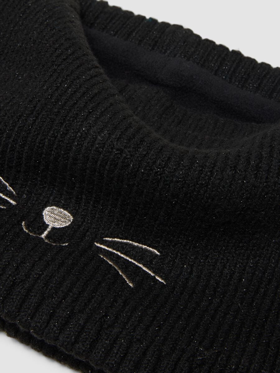 Black ribbed stretch-fabric scarf_2