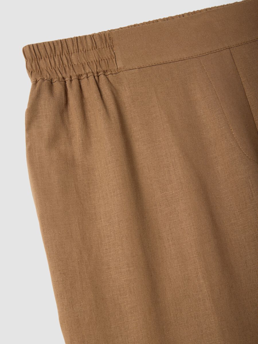 Braune Wide-Leg-Hose aus Leinenmischung_5