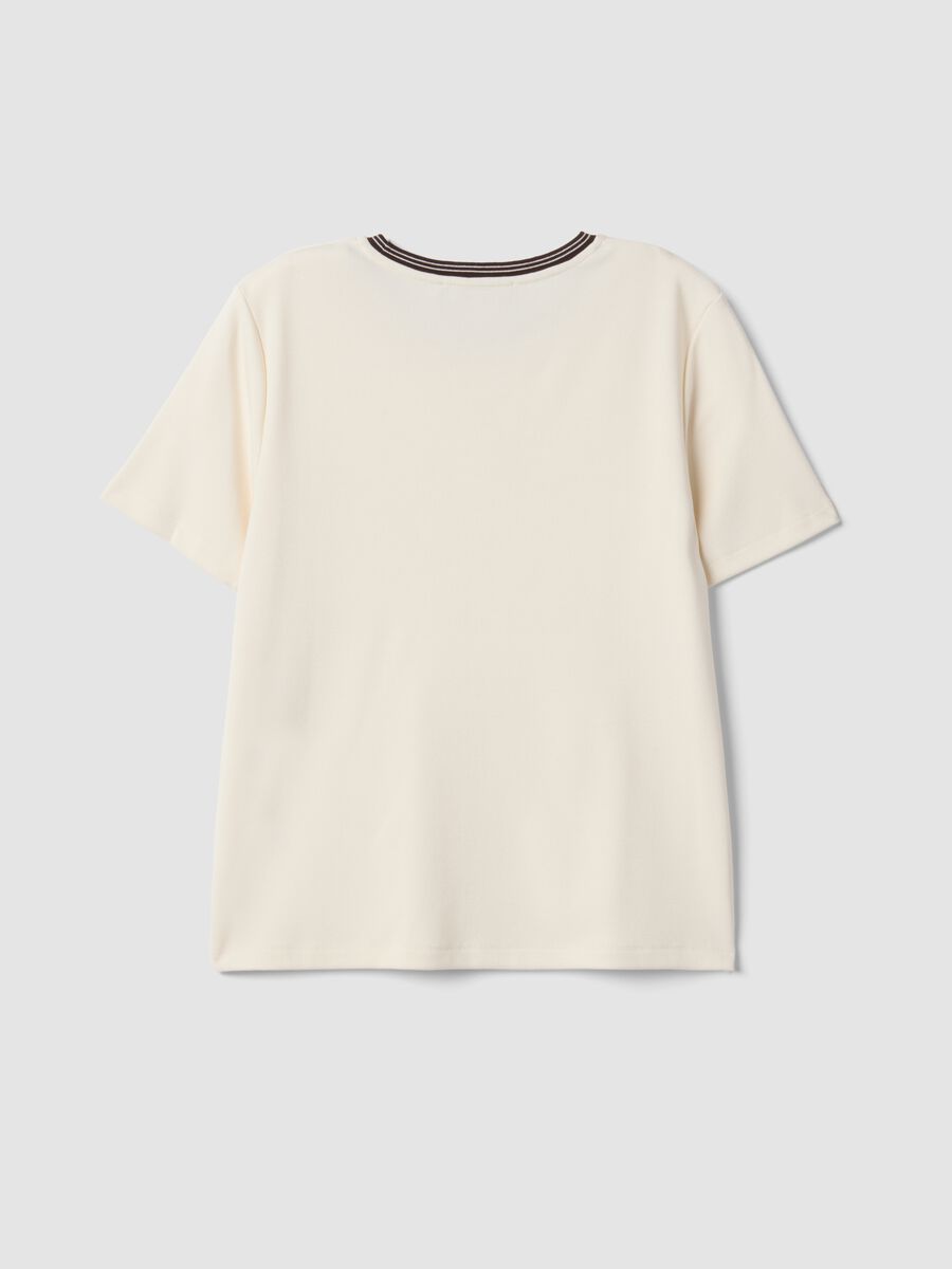 Beige stretch viscose crew-neck T-shirt_2
