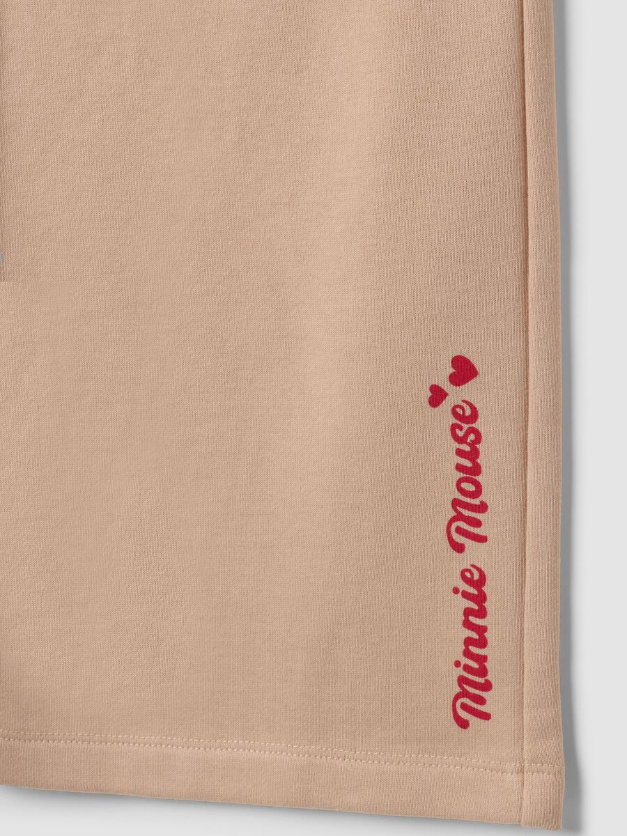 Beige cotton-blend tracksuit with crew neck and Minnie print for girls_3
