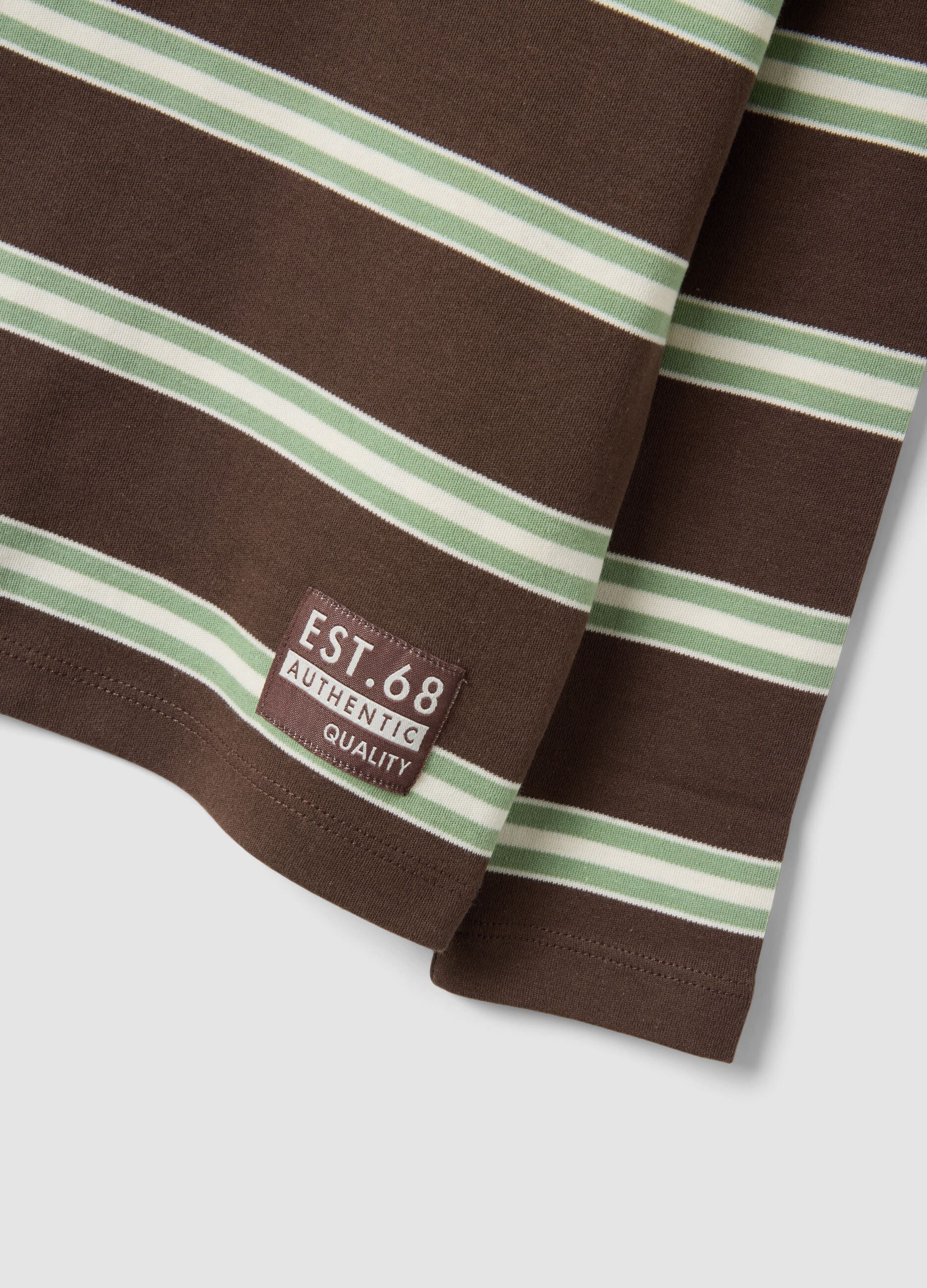 Light brown organic cotton polo-neck T-shirt